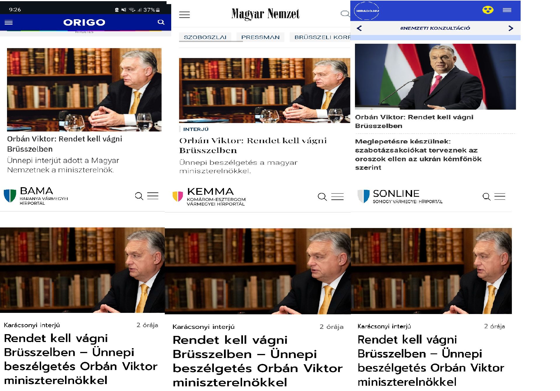 Minden fideszes felületen Orbán Viktor üzen, ugyanúgy