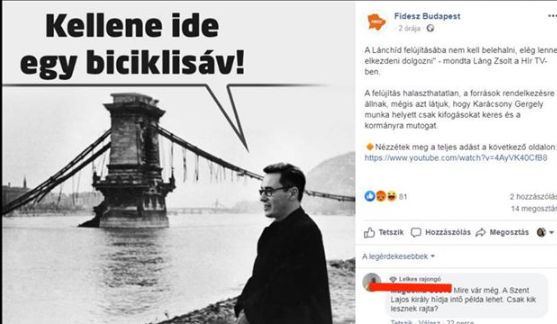 Szálasi Ferenc feje helyére retusálták Karácsony Gergely fejét a fővárosi Fidesz Facebook-oldalán